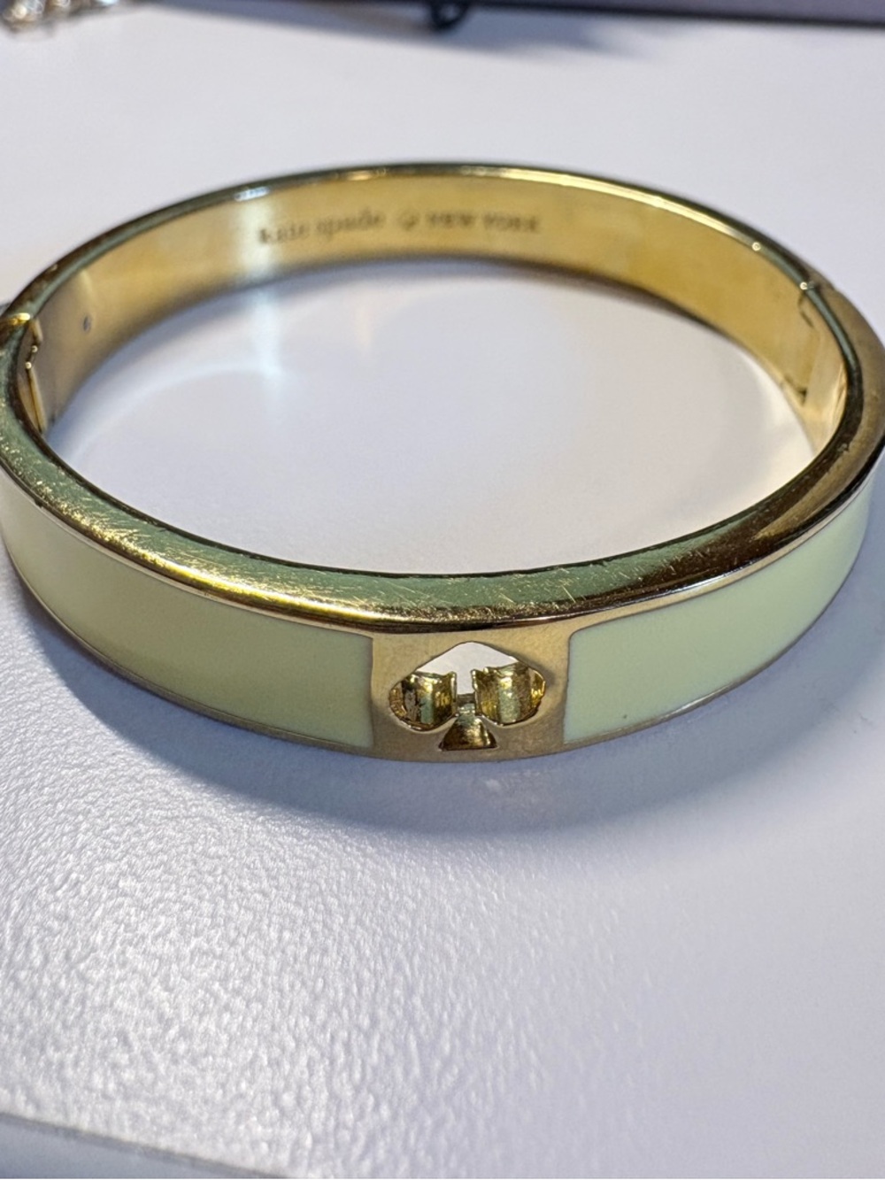 kate spade Gold-Tone Bangle with Pale Yellow Enamel